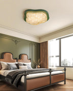 Ceiling Light Irregular Shape Resin Gold Leaf Modern Artistic Green