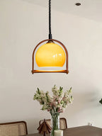 Cesilarae Premium Nordic Art Glass Wood Pendant Lamp
