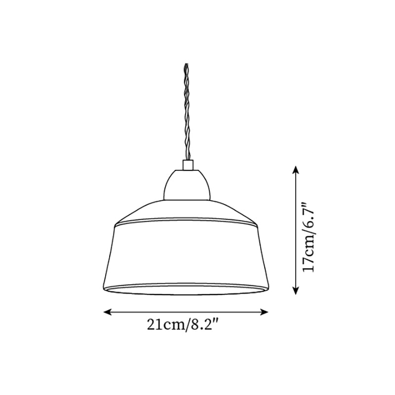 Pendant Lamp Textured Ceramic Drum Walnut Wood Retro