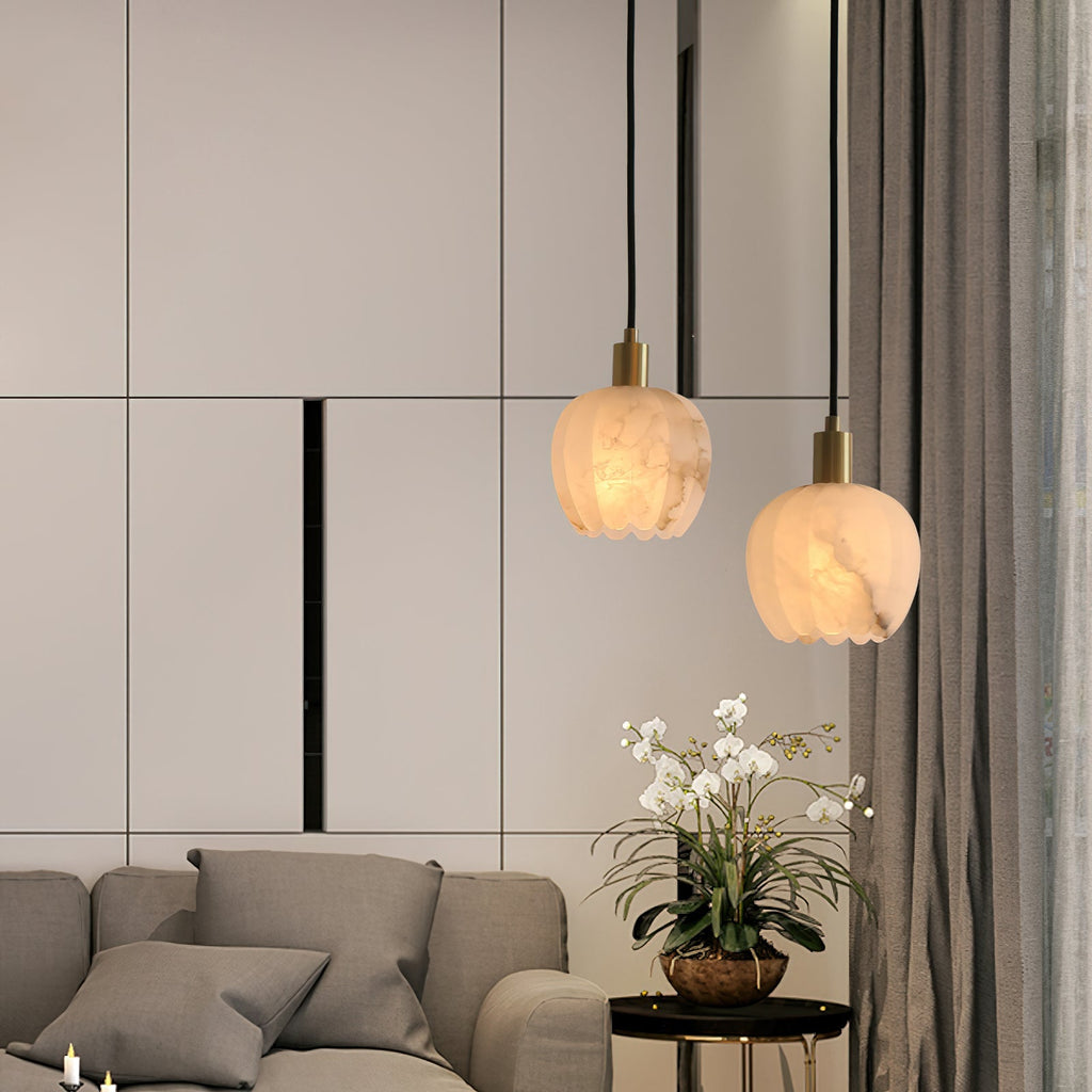 Ritta Pendant Light Flower-shaped  Alabaster