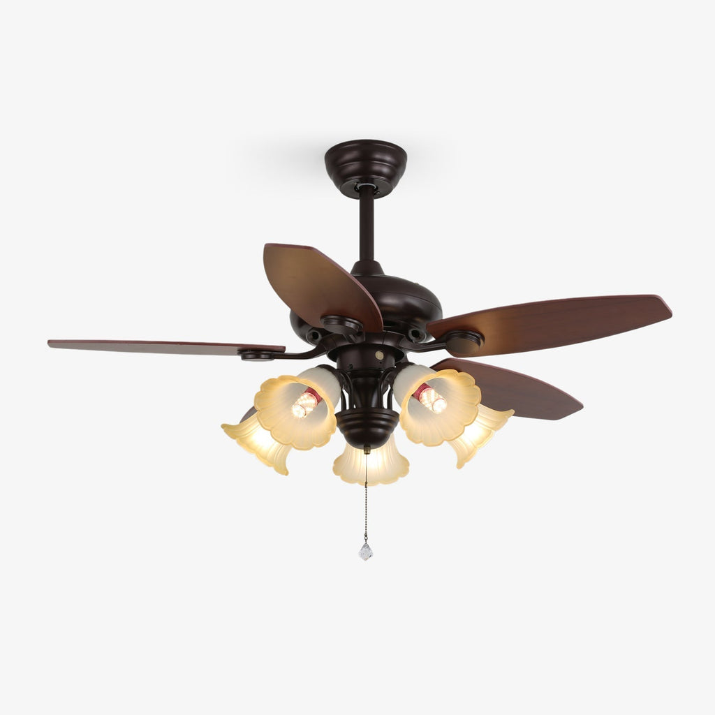 Lily Vintage Wood Ceiling Fan Light