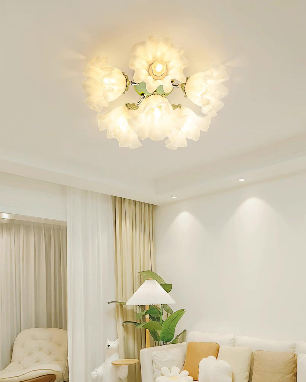 Ceiling Light Petal Shades Wavy Glass Bloom Elegant Floral