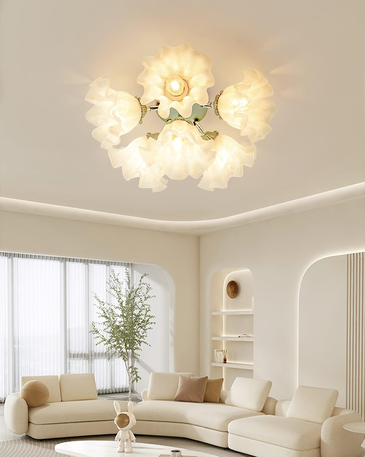 Ceiling Light Petal Shades Wavy Glass Bloom Elegant Floral