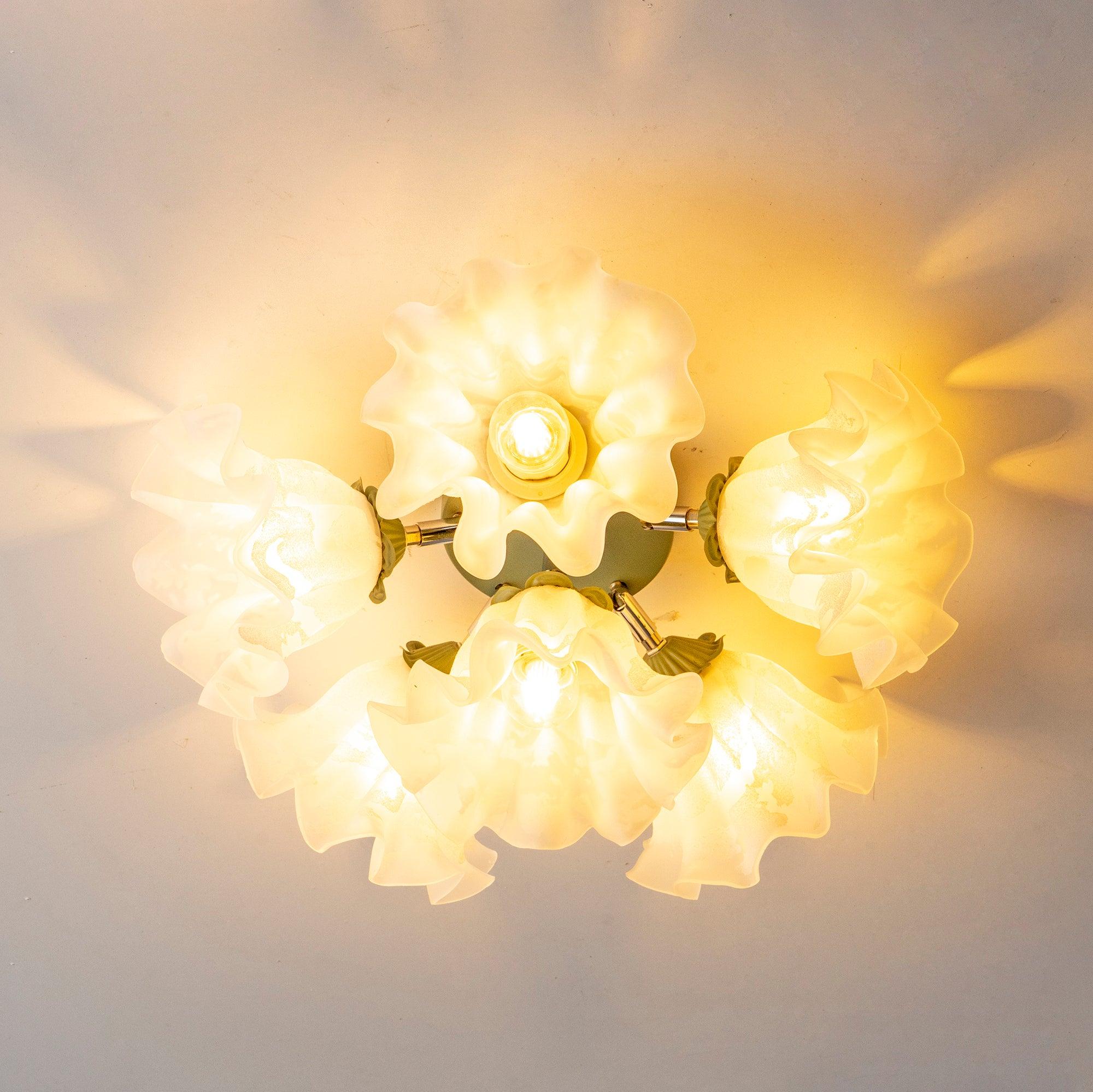 Ceiling Light Petal Shades Wavy Glass Bloom Elegant Floral