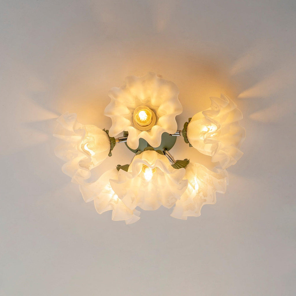 Ceiling Light Petal Shades Wavy Glass Bloom Elegant Floral