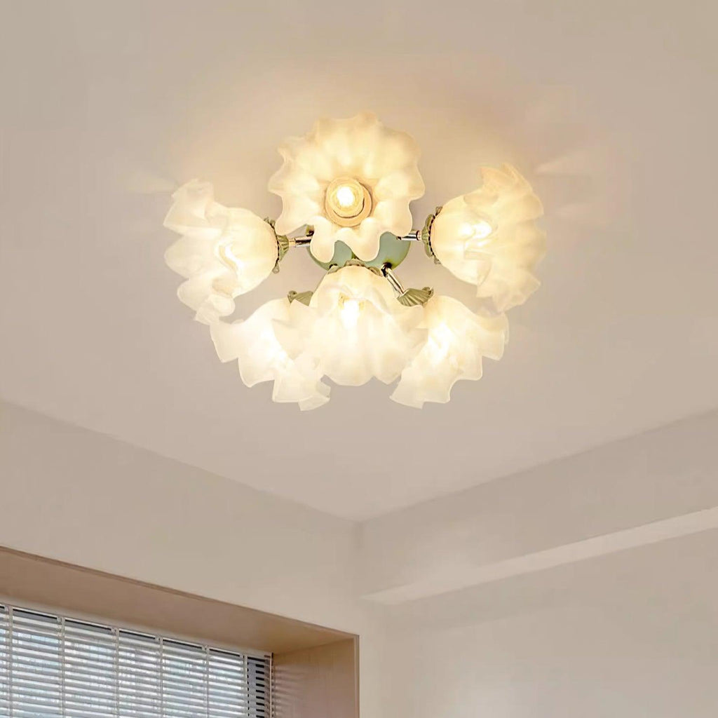 Ceiling Light Petal Shades Wavy Glass Bloom Elegant Floral