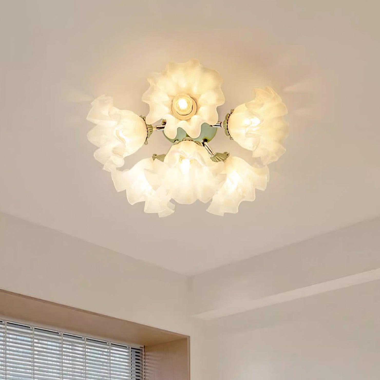 Ceiling Light Petal Shades Wavy Glass Bloom Elegant Floral