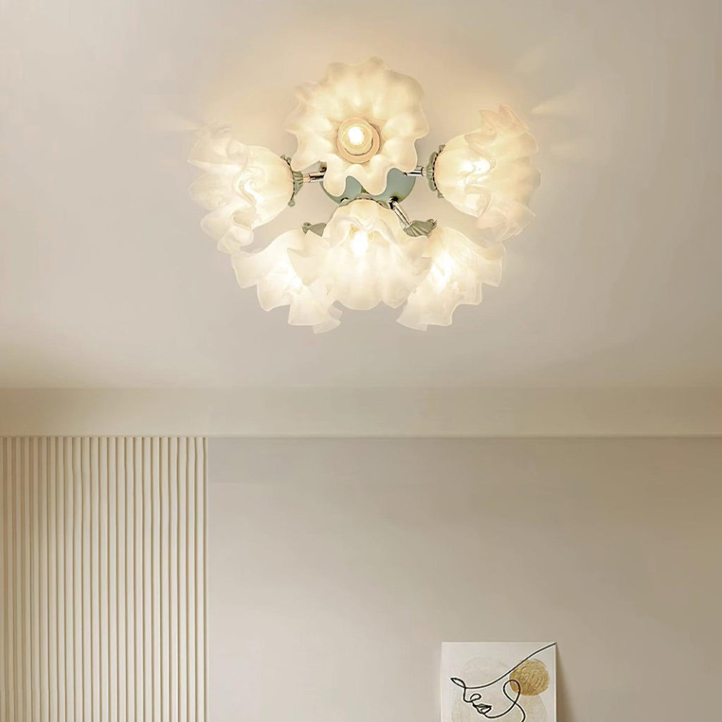 Ceiling Light Petal Shades Wavy Glass Bloom Elegant Floral