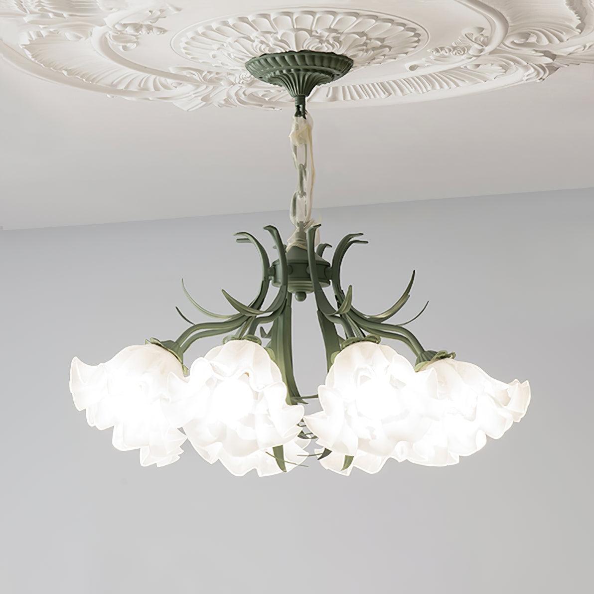 Lustra Chandelier Flower with Petals and Leaves