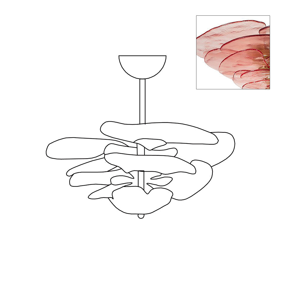 Aurora Chandelier Gold Murano Glass Petal Luxury