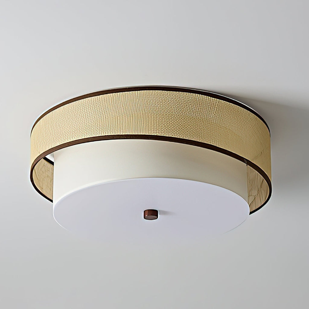 Liora Minimalist Rattan & Fabric Ceiling Light