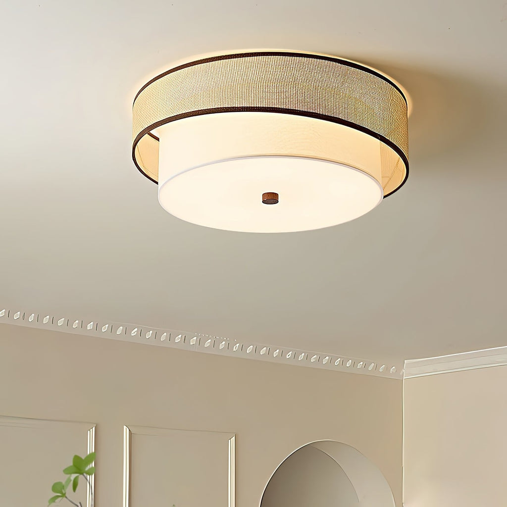 Liora Minimalist Rattan & Fabric Ceiling Light