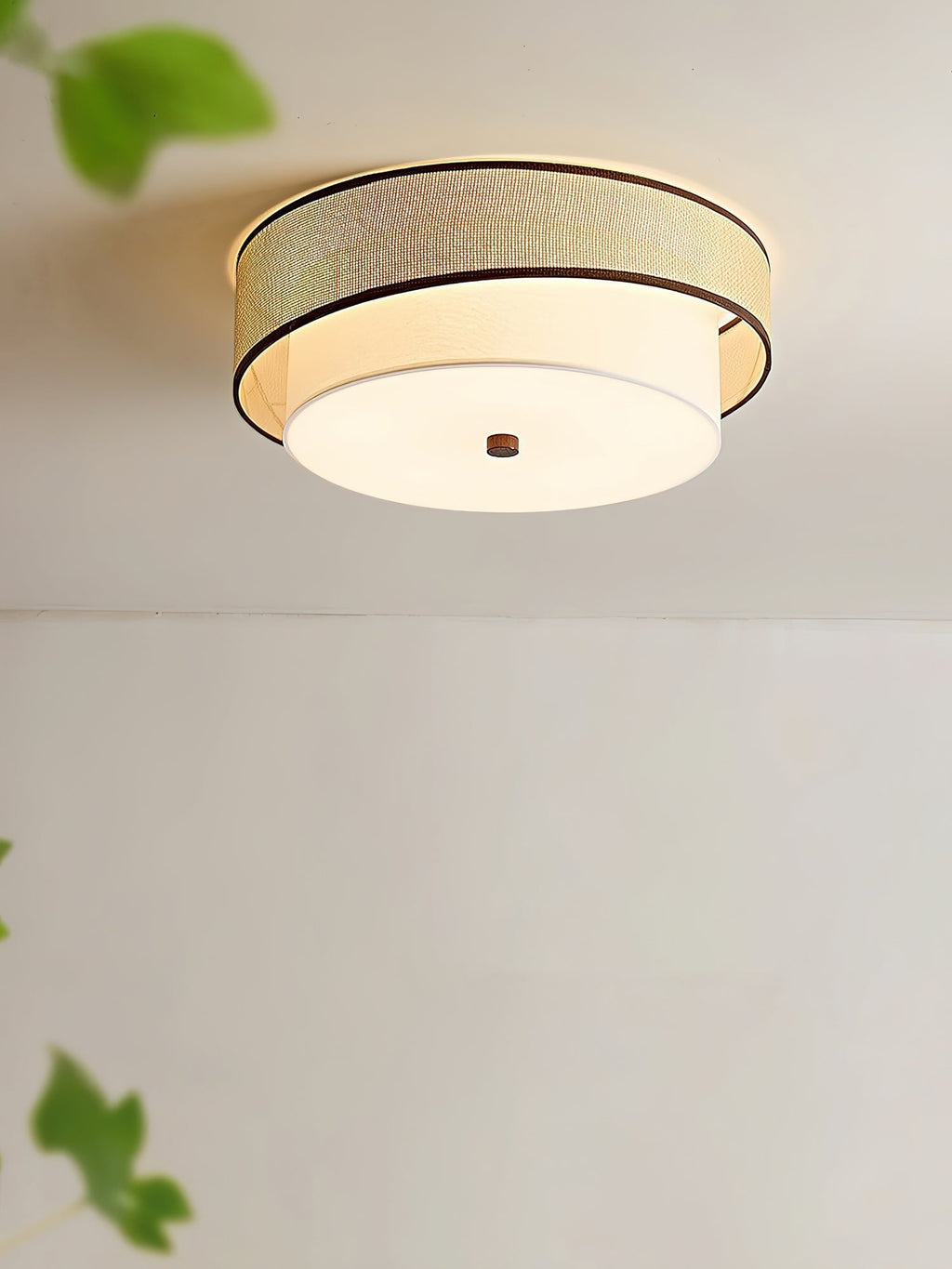 Liora Minimalist Rattan & Fabric Ceiling Light