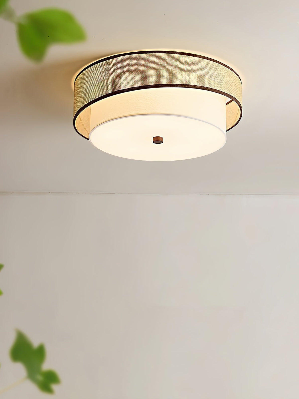 Liora Minimalist Rattan & Fabric Ceiling Light