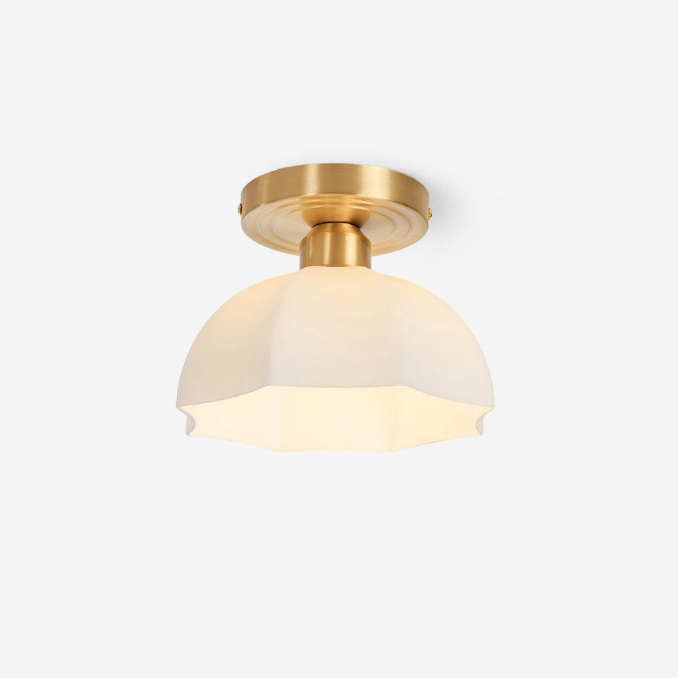 Avelin Brass Base and Opal Glass Flush Mount Ceiling Light