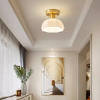 Avelin Brass Base and Opal Glass Flush Mount Ceiling Light