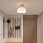 Avelin Brass Base and Opal Glass Flush Mount Ceiling Light