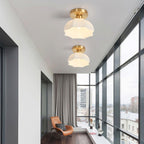 Avelin Brass Base and Opal Glass Flush Mount Ceiling Light