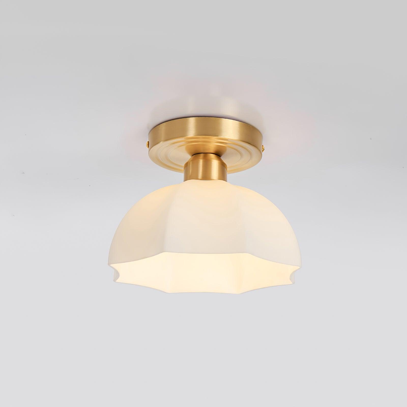 Avelin Brass Base and Opal Glass Flush Mount Ceiling Light