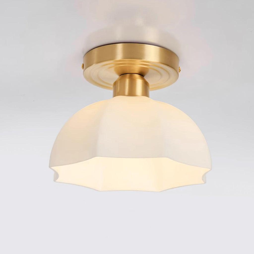 Avelin Brass Base and Opal Glass Flush Mount Ceiling Light