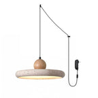Covarel Minimalist Travertine Plug-In Pendant Light