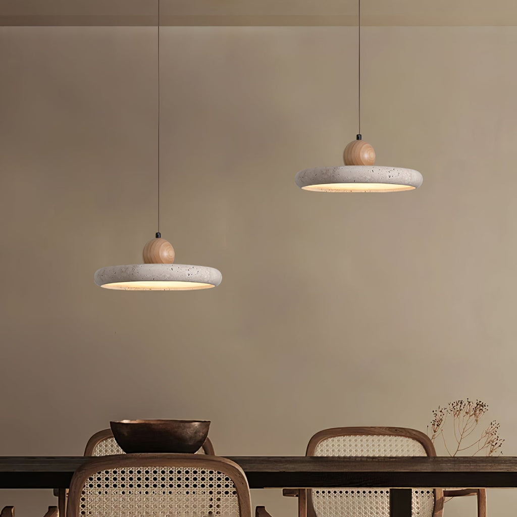 Covarel Minimalist Travertine Plug-In Pendant Light