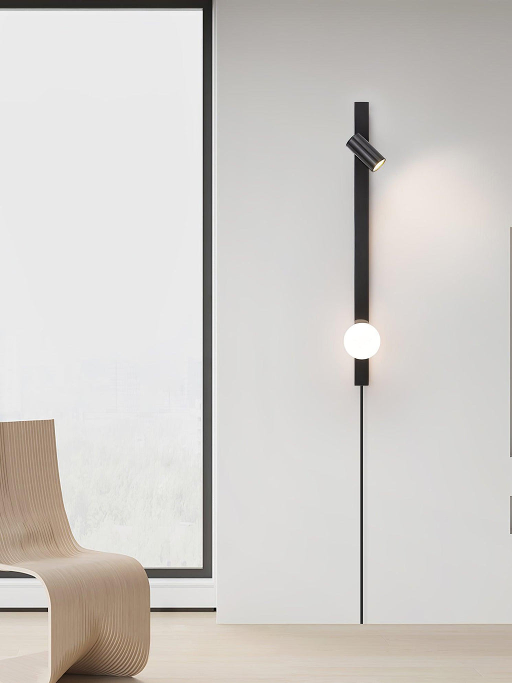 Evlaeiel Long Arm Plug-in Brass Glass Wall Light