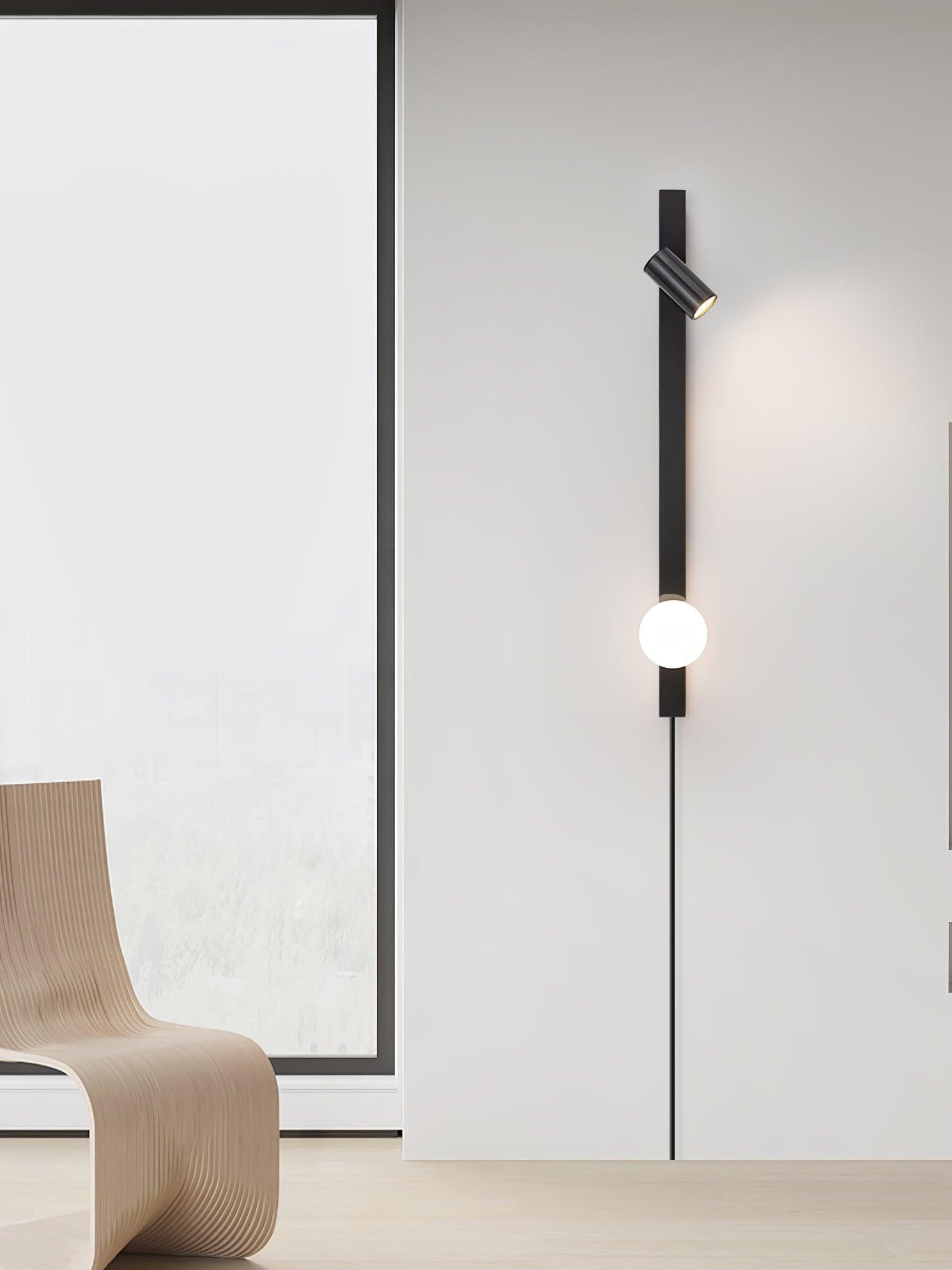 Evlaeiel Long Arm Plug-in Brass Glass Wall Light