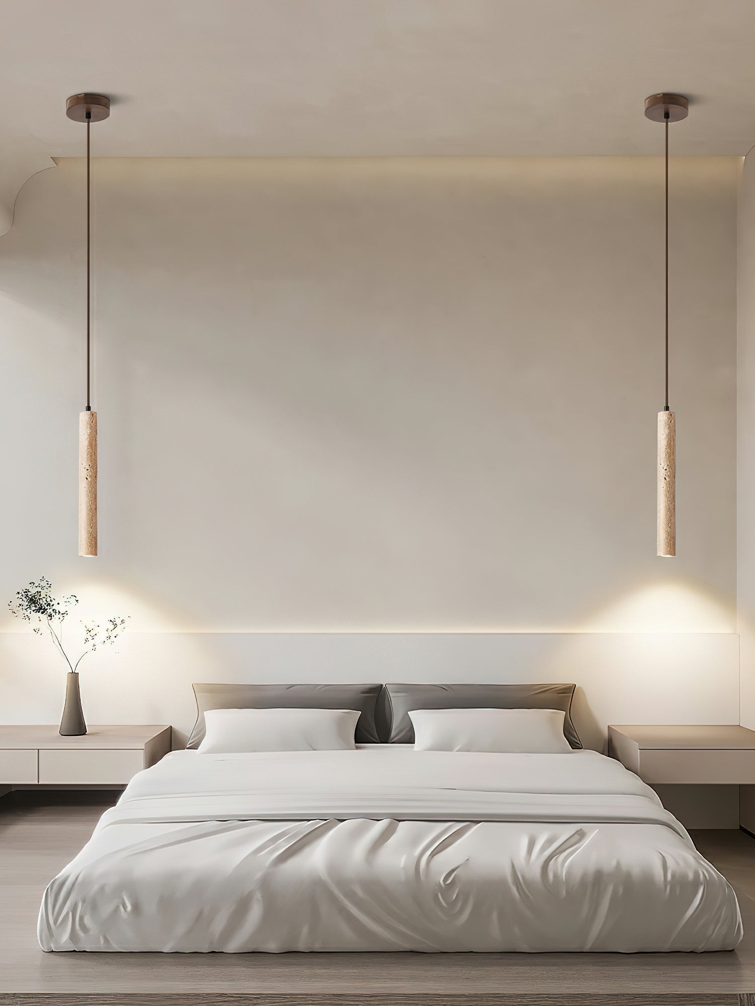 Olvynarae Cylindrical Travertine Pendant Light