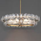 Aurora Chandelier Amber Pressed Glass Disc Round