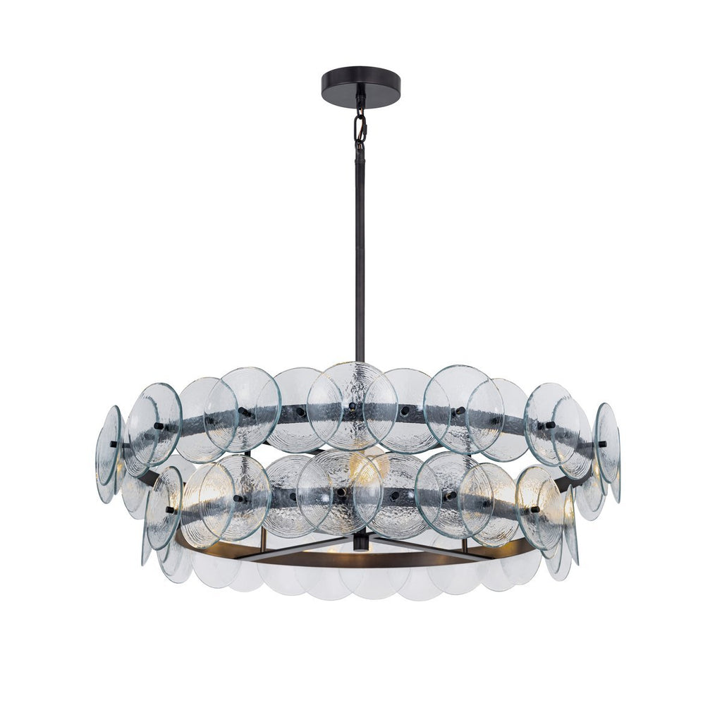 Aurora Chandelier Amber Pressed Glass Disc Round