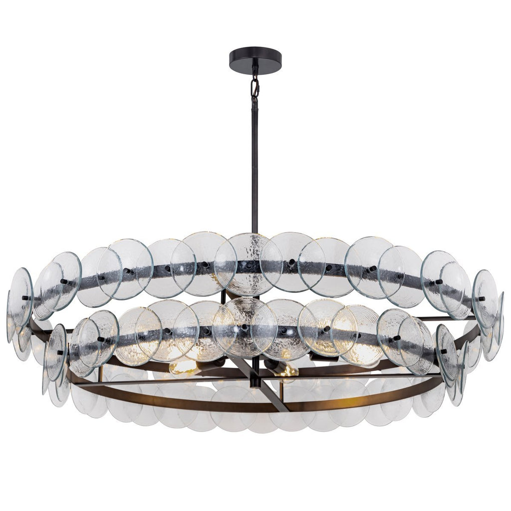 Aurora Chandelier Amber Pressed Glass Disc Round