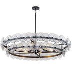 Aurora Chandelier Amber Pressed Glass Disc Round