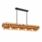 Aurora Chandelier Linear Amber Pressed Glass Disc Modern