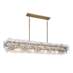 Aurora Chandelier Linear Amber Pressed Glass Disc Modern