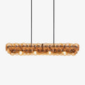 Aurora Chandelier Linear Amber Pressed Glass Disc Modern