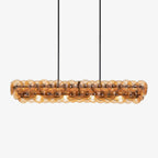Aurora Chandelier Linear Amber Pressed Glass Disc Modern