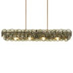 Aurora Chandelier Linear Amber Pressed Glass Disc Modern