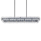 Aurora Chandelier Linear Amber Pressed Glass Disc Modern