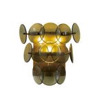 Aurora Wall Sconce Pressed Glass Disc Vintage Amber