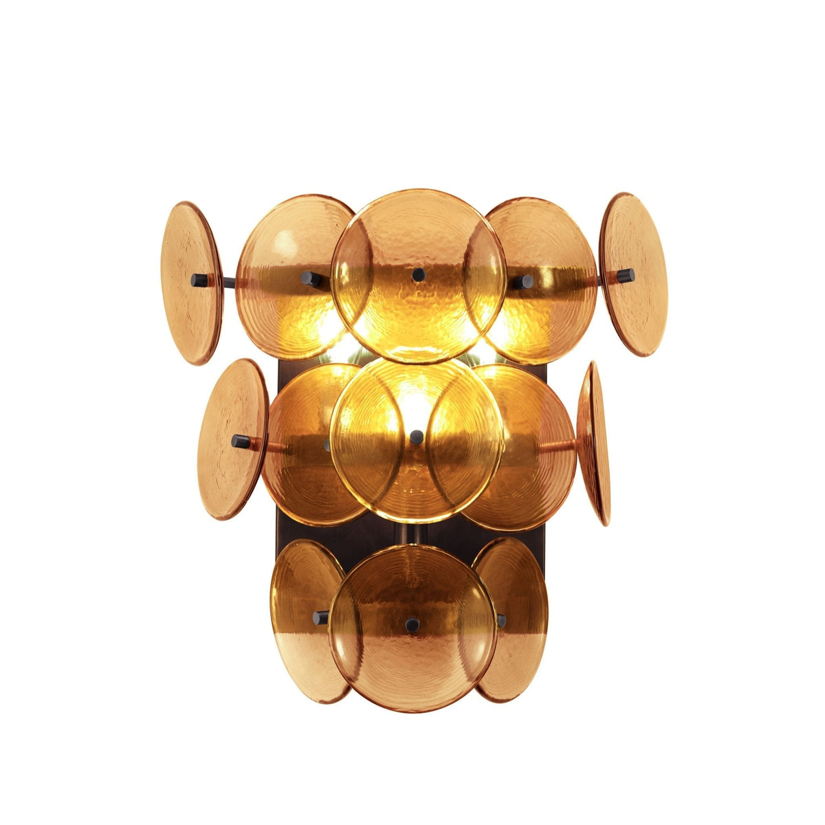 Aurora Wall Sconce Pressed Glass Disc Vintage Amber