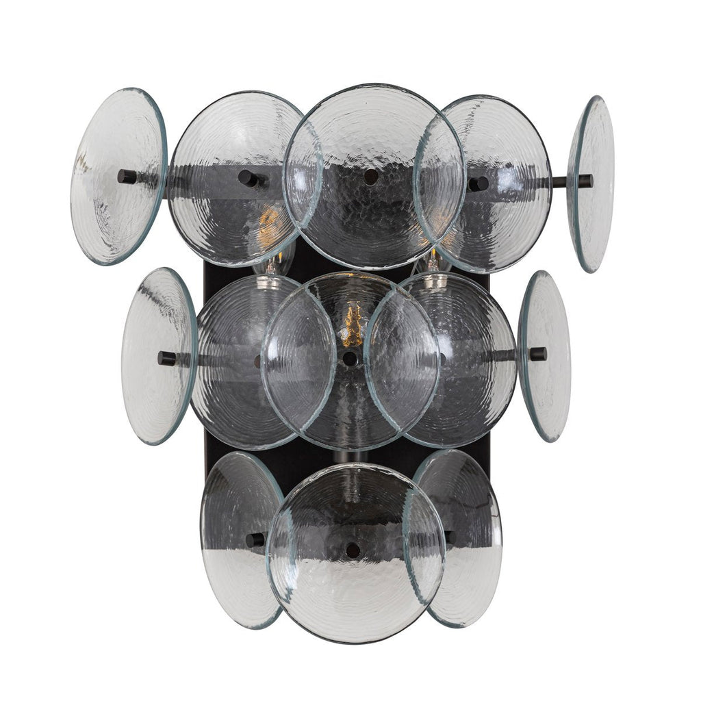 Aurora Wall Sconce Pressed Glass Disc Vintage Amber