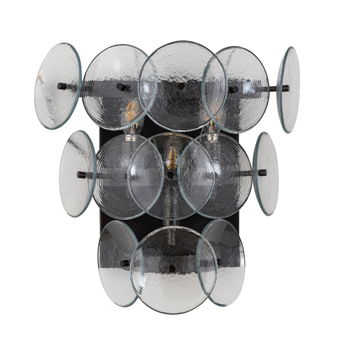 Aurora Wall Sconce Pressed Glass Disc Vintage Amber