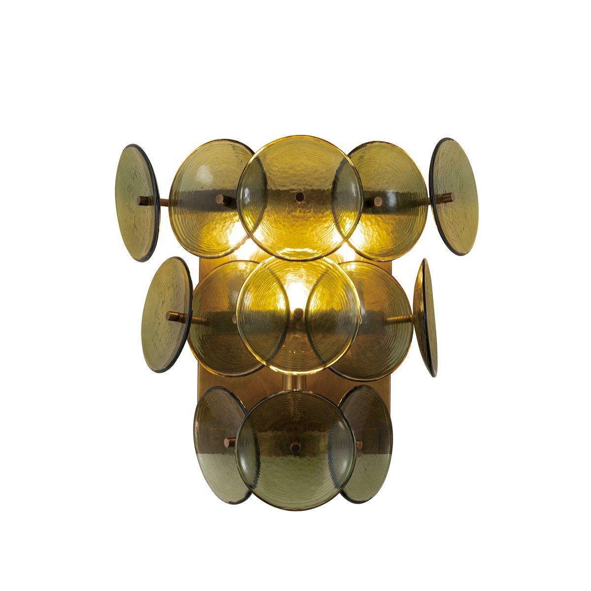 Aurora Wall Sconce Pressed Glass Disc Vintage Amber
