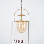 Lustra Pendant Lamp Glass Brass Vintage for Living Room