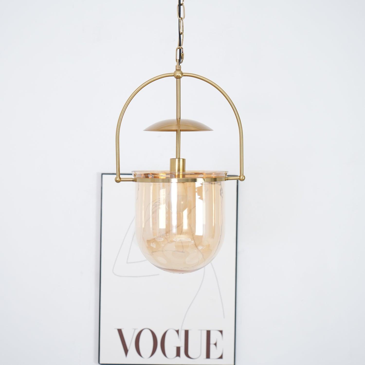 Lustra Pendant Lamp Glass Brass Vintage for Living Room