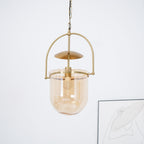 Lustra Pendant Lamp Glass Brass Vintage for Living Room