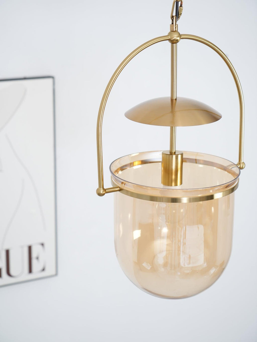 Lustra Pendant Lamp Glass Brass Vintage for Living Room