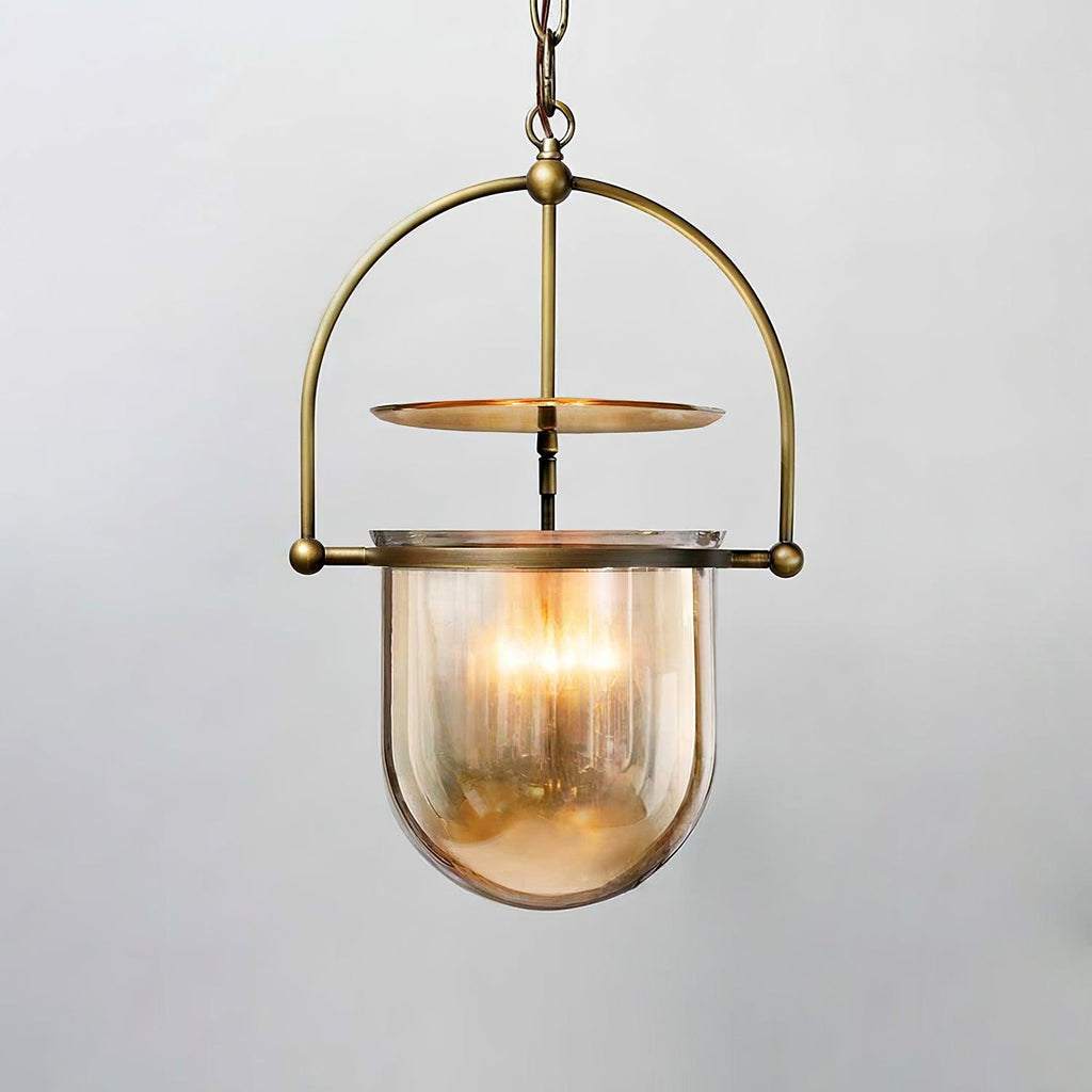 Lustra Pendant Lamp Glass Brass Vintage for Living Room