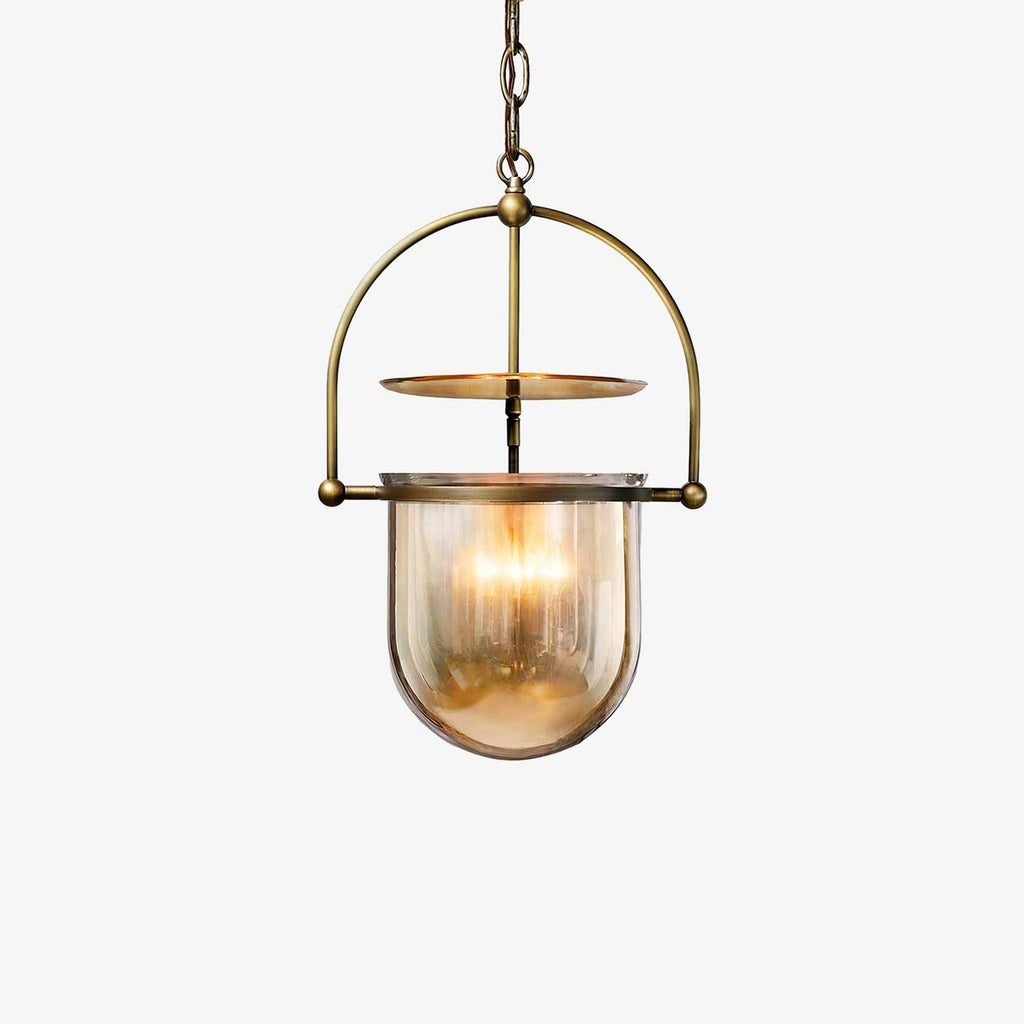 Lustra Pendant Lamp Glass Brass Vintage for Living Room
